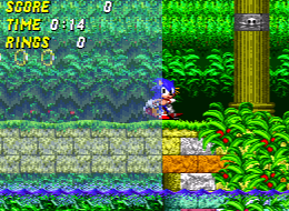 The same frame as a CRT draws it: the stripes blend into a sheet of see-through water
